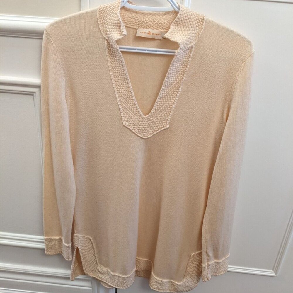 Tory Burch kaftan caftan beige merino wool sweater size medium